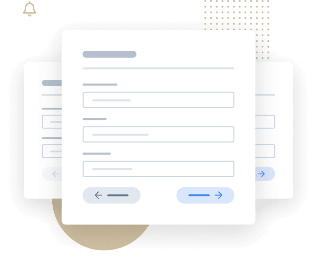 Illustration of multi-page forms with navigation buttons
